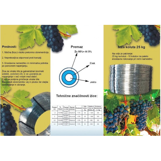 FABIJAN žica vinogradniška 2,5 mm (25 kg) FABIJAN žica vinogradniška 2,5 mm (25 kg)