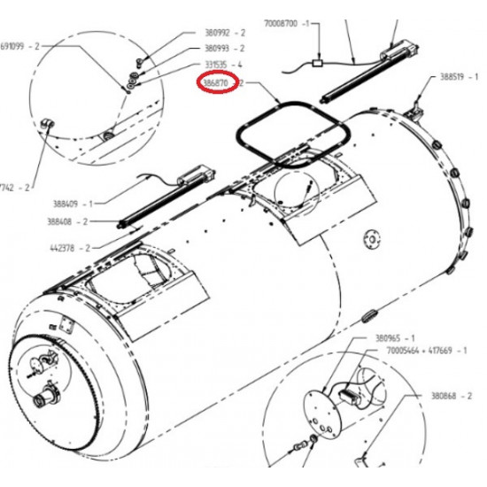 Bucher tesnilo vrat stiskalnice XPF, XPlus l=2130 mm (386870)