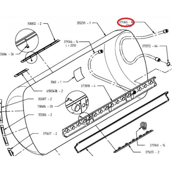 Bucher drenaže za sadje 12 kosov, l=2050 mm za XPF (390705)